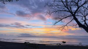 Sunset at Pavones beach Costa Rica near La Virgen land for sale ocean view lifestyle